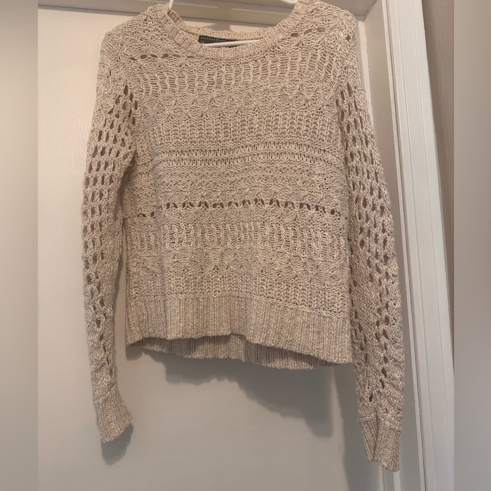 Peruvian Connection Cream Textured Knit Sweater - Picture 3 of 3